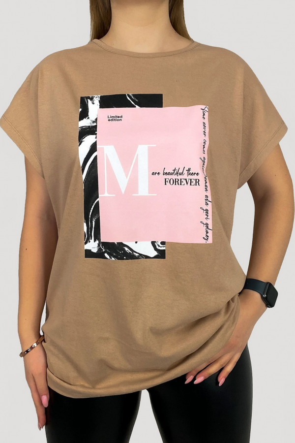 T-shirt plus size w kolorze latte koszulka bluzka damska limited edition