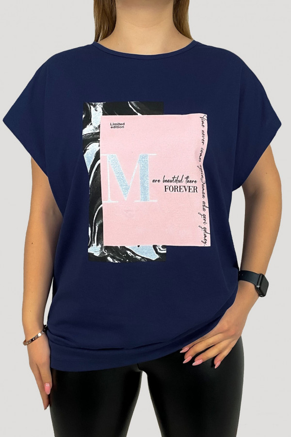 T-shirt plus size w kolorze granatowym koszulka bluzka damska limited edition