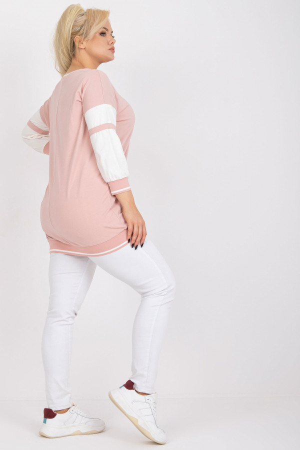 Sportowa bluzka damska tunika plus size w kolorze pudrowym 3