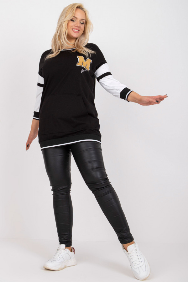Sportowa bluzka damska tunika plus size w kolorze czarnym 1