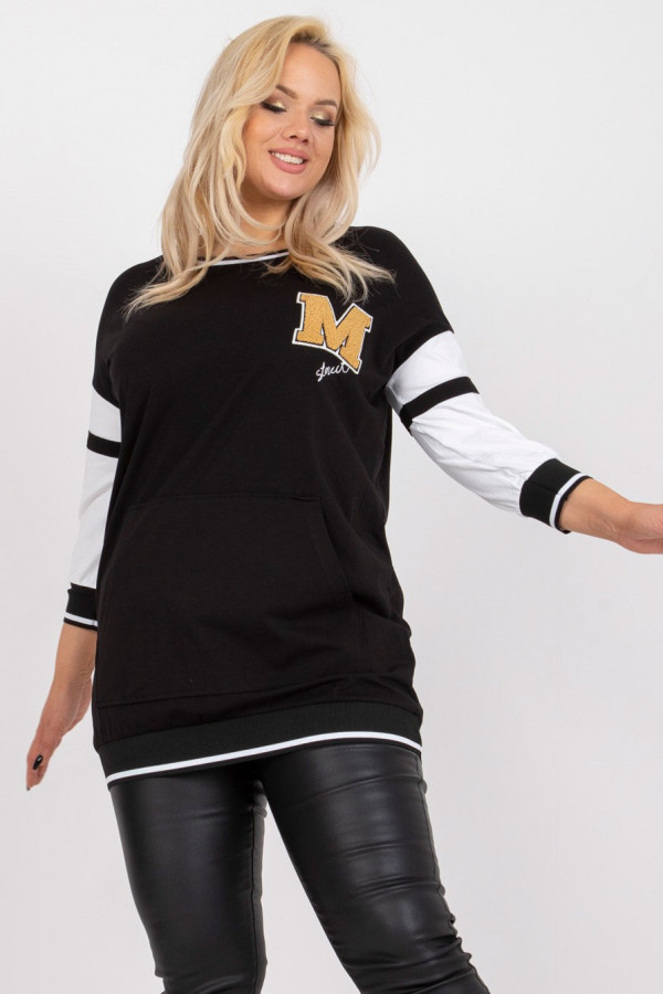Sportowa bluzka damska tunika plus size w kolorze czarnym 5