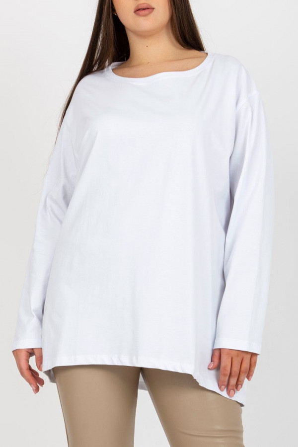 Wygodna bluzka damska plus size w kolorze białym dłuższy tył Vikki