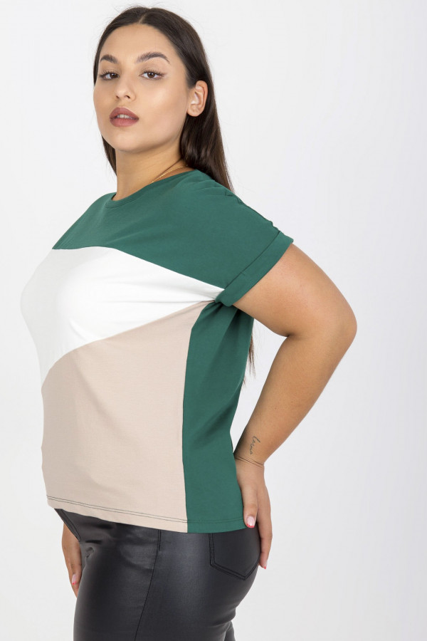Bluzka damska w kolorze zielono-beżowy t-shirt 3