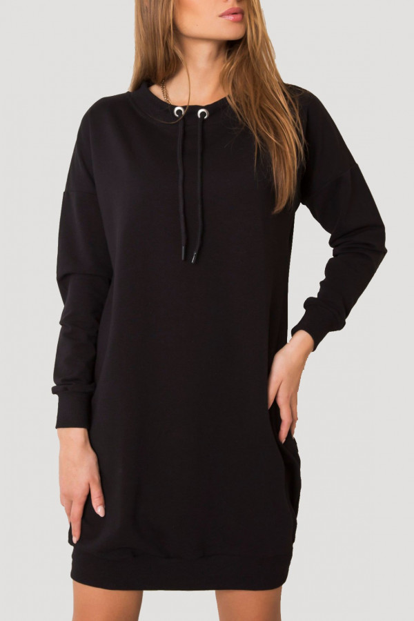 Sukienka dresowa w kolorze czarnym z kieszeniami Freja
