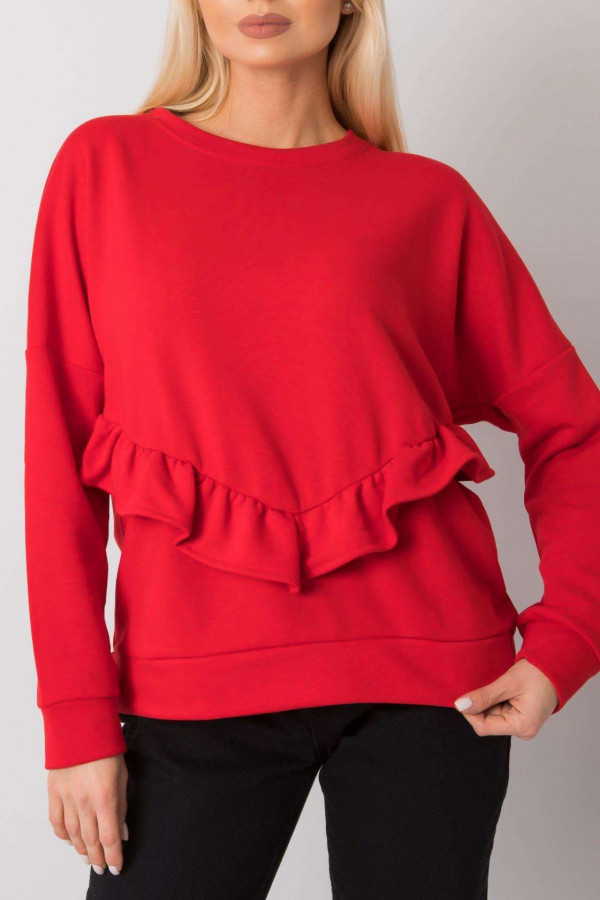 Bluza damska w kolorze czerwonym z falbanką frill