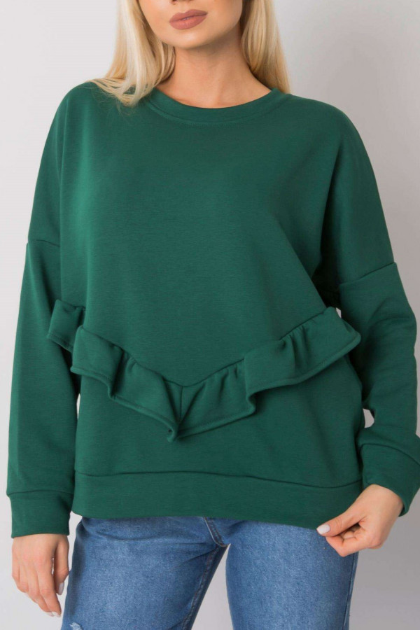 Bluza damska w kolorze zielonym z falbanką frill