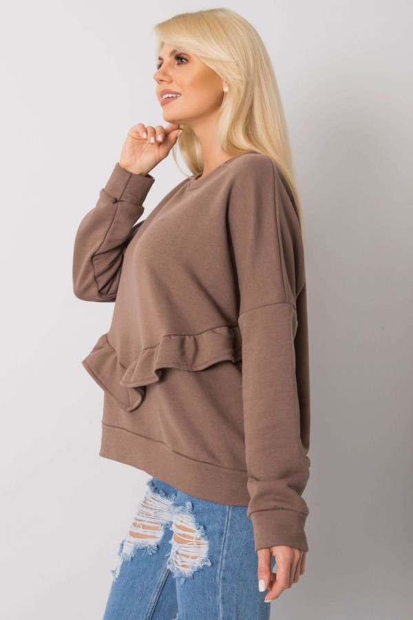 Bluza damska w kolorze brązowym z falbanką frill 2