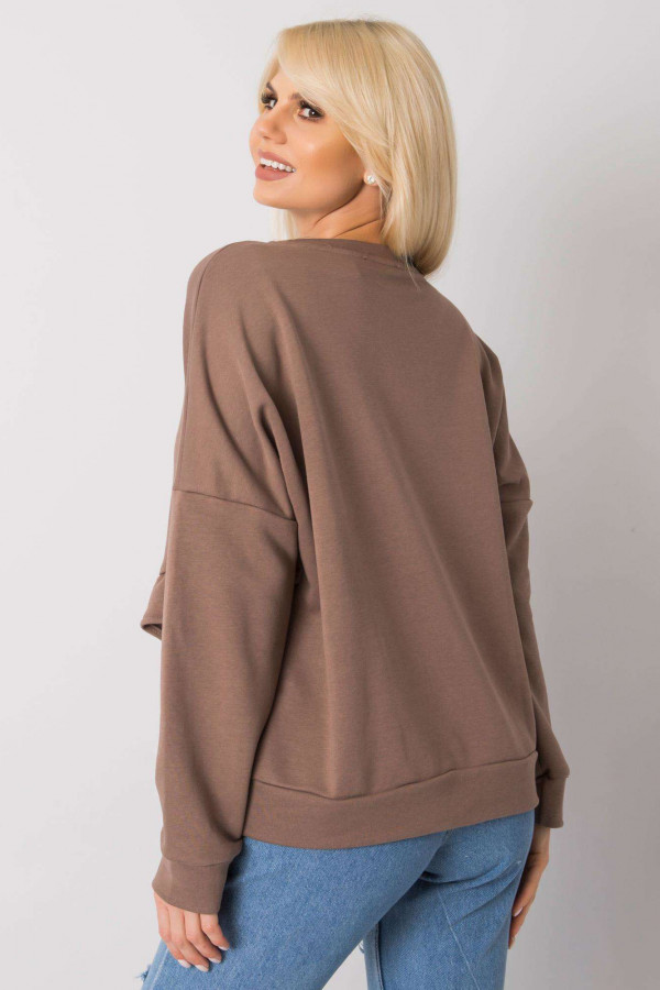 Bluza damska w kolorze brązowym z falbanką frill 4