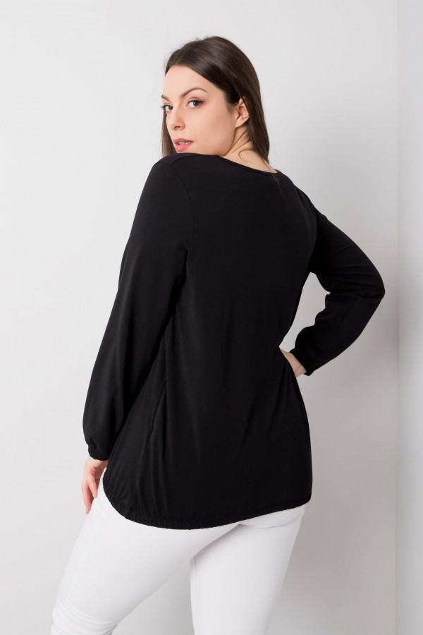 Bluzka damska plus size z długim rękawem w kolorze czarnym z gumką Neli 4