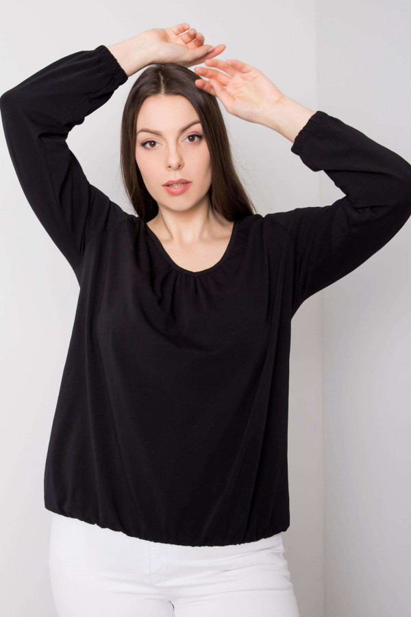 Bluzka damska plus size z długim rękawem w kolorze czarnym z gumką Neli 3