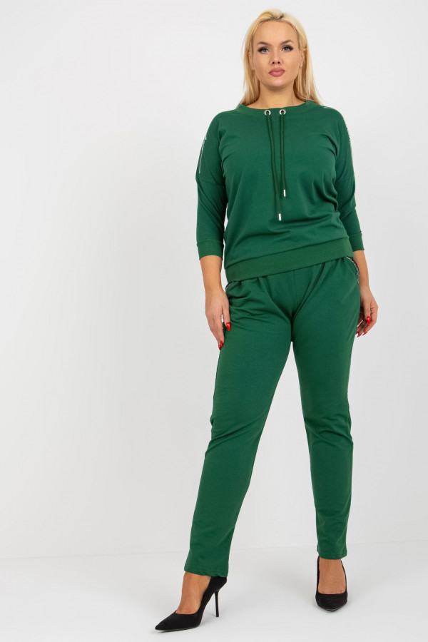 Spodnie dresowe damskie w kolorze zielonym plus size basic lucky 2