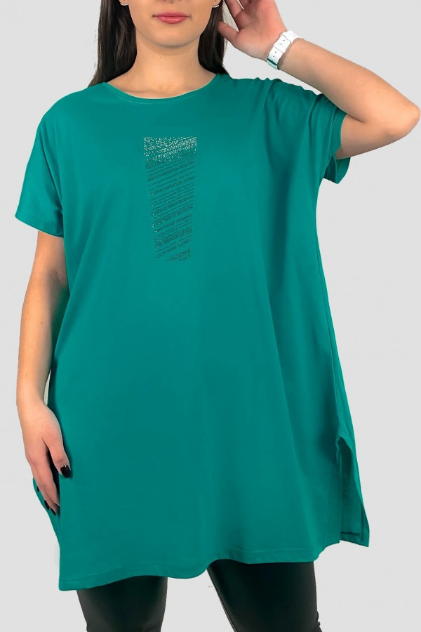 Tunika plus size luźna bluzka z wiskozy w kolorze zielonym print dżety Penny
