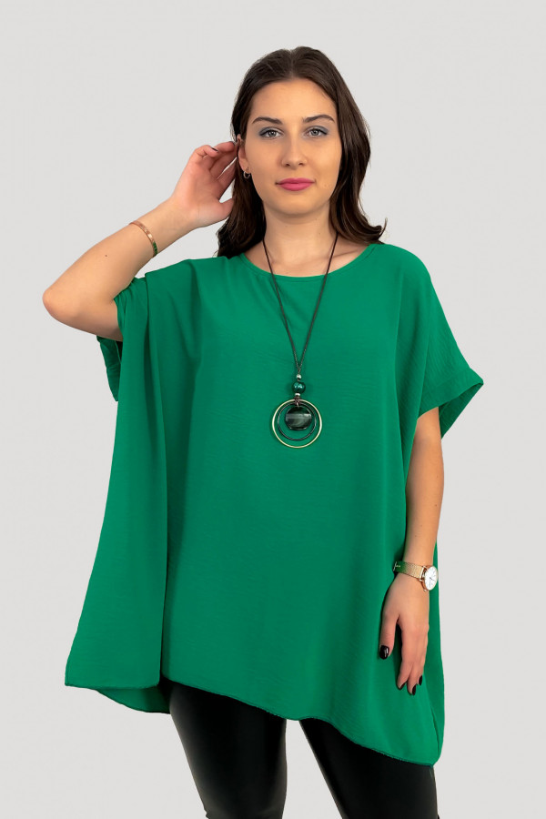 Duża koszula bluzka tunika w kolorze zielonym oversize z naszyjnikiem Gaja 2
