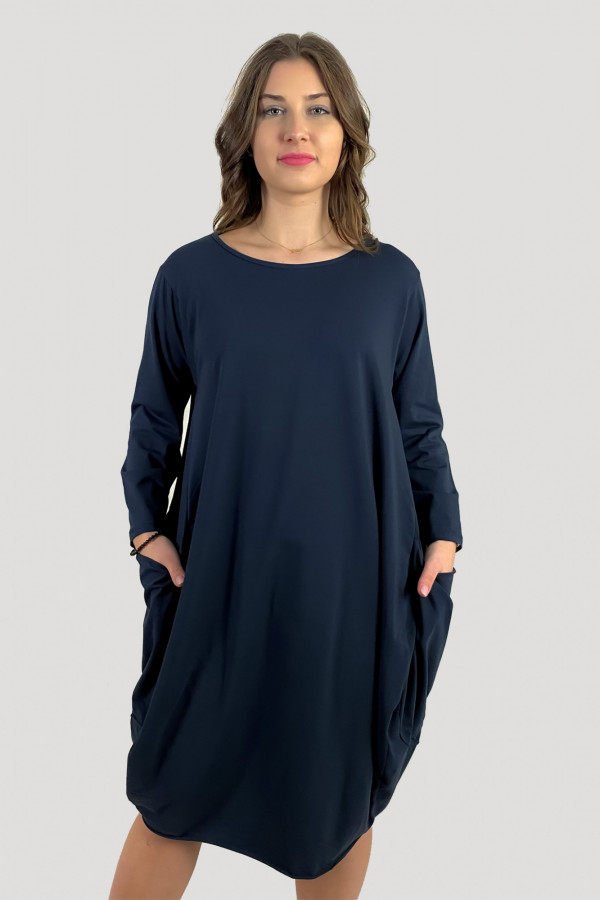 Bawełniana sukienka plus size w kolorze granatowym z kieszeniami Evelin 4