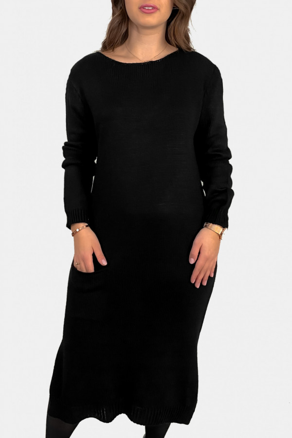 Sukienka sweterek plus size w kolorze czarnym kieszeń Gunn