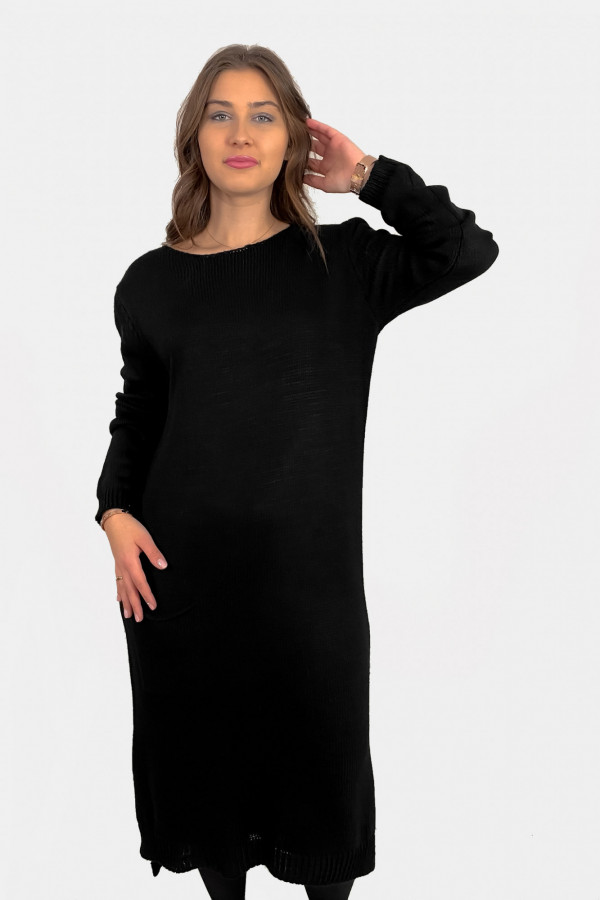Sukienka sweterek plus size w kolorze czarnym kieszeń Gunn 1