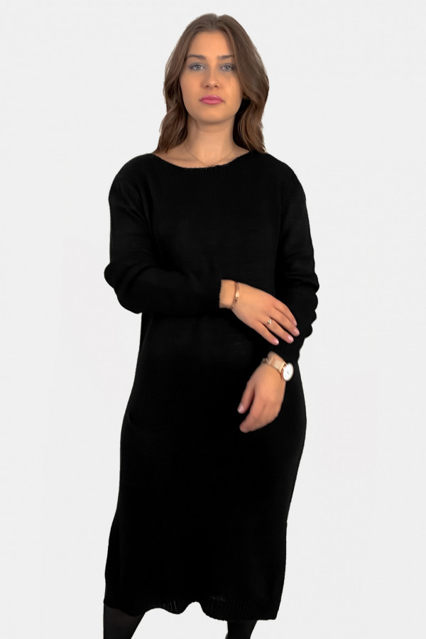 Sukienka sweterek plus size w kolorze czarnym kieszeń Gunn 2