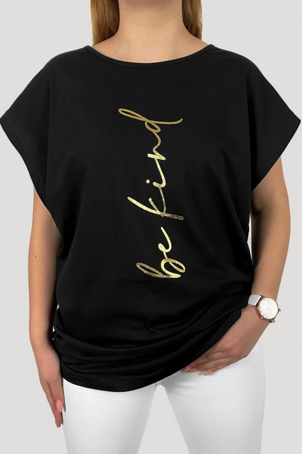 T-shirt plus size koszulka damska w kolorze czarnym złoty print be find
