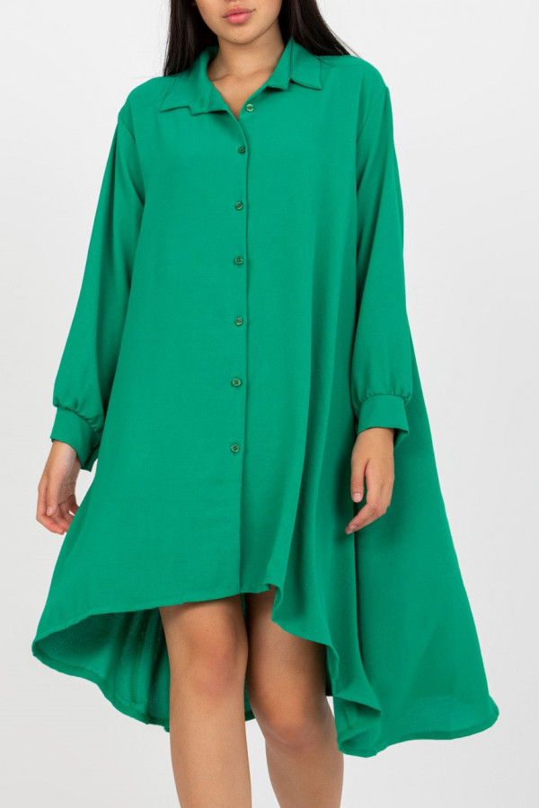 Luźna koszula tunika w kolorze zielonym sukienka dłuższy tył guziki Lilly