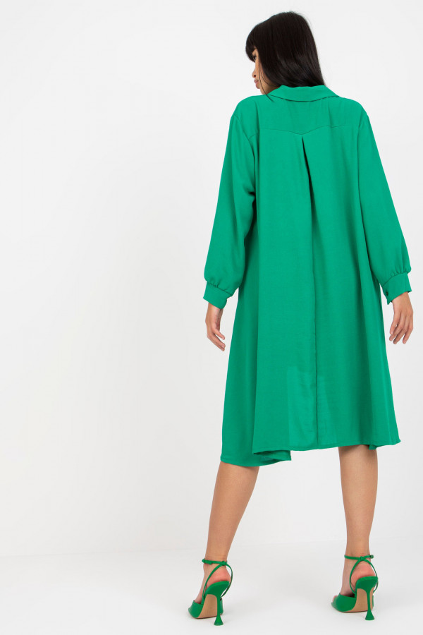 Luźna koszula tunika w kolorze zielonym sukienka dłuższy tył guziki Lilly 4