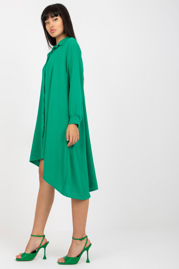 Luźna koszula tunika w kolorze zielonym sukienka dłuższy tył guziki Lilly 2