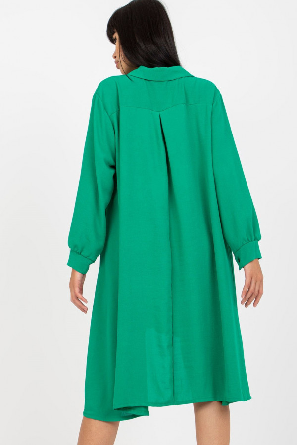 Luźna koszula tunika w kolorze zielonym sukienka dłuższy tył guziki Lilly 6