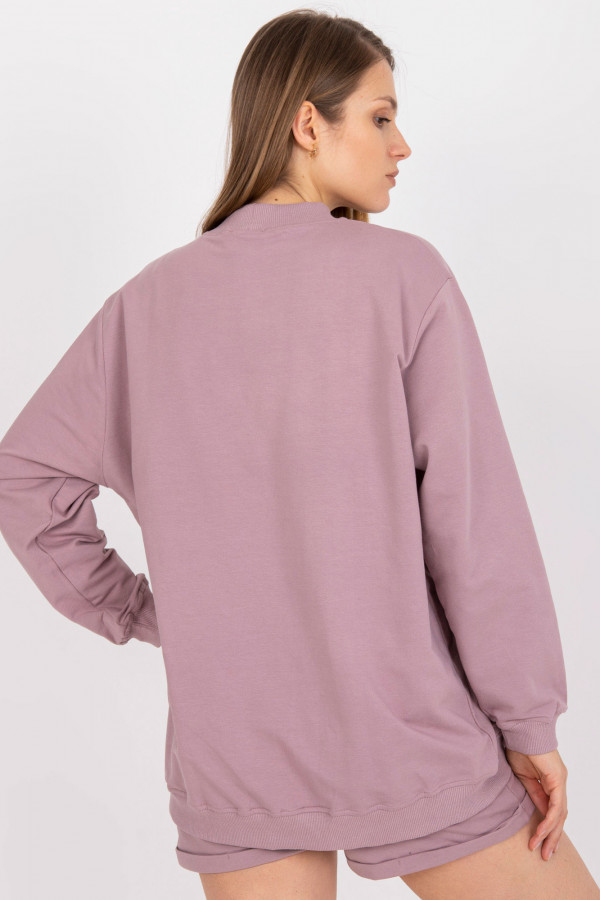 Bluza damska w kolorze brudnego różu oversize basic Camill 3