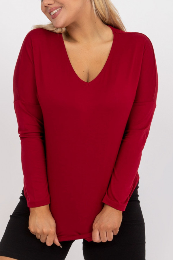 Bluzka damska plus size z wiskozy w kolorze ciemno czerwonym Molly