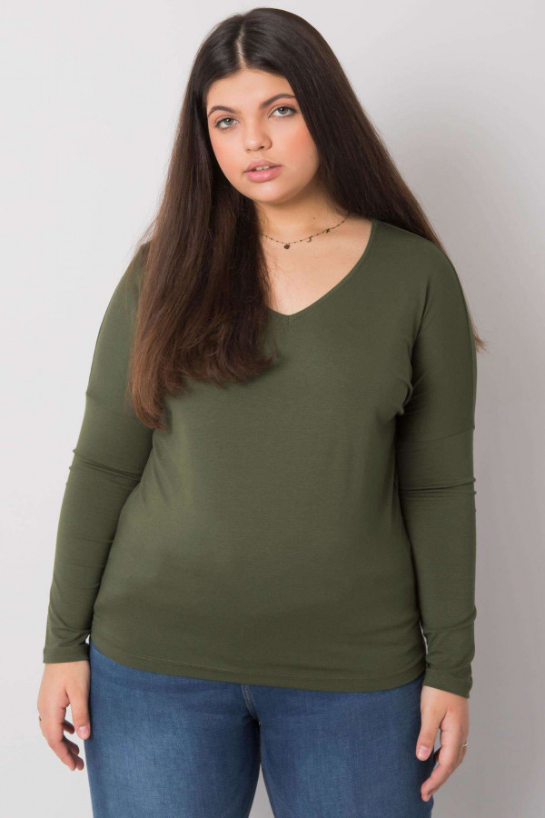 Bluzka damska plus size z wiskozy w kolorze khaki Molly 3
