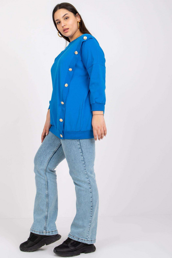Bluza damska plus size w kolorze niebieskim złote guziki Julieta 3