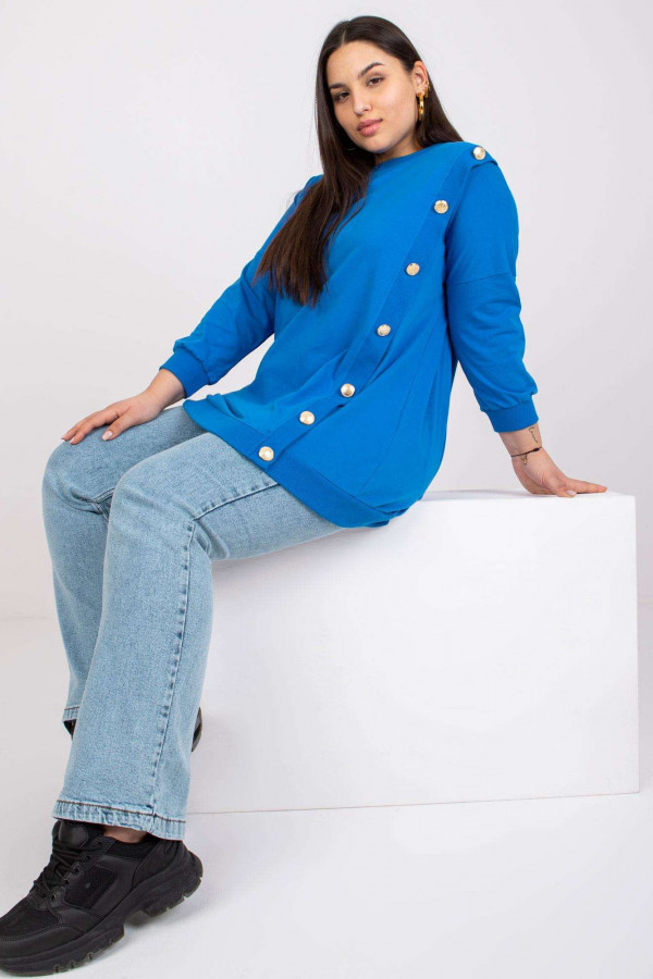 Bluza damska plus size w kolorze niebieskim złote guziki Julieta 4