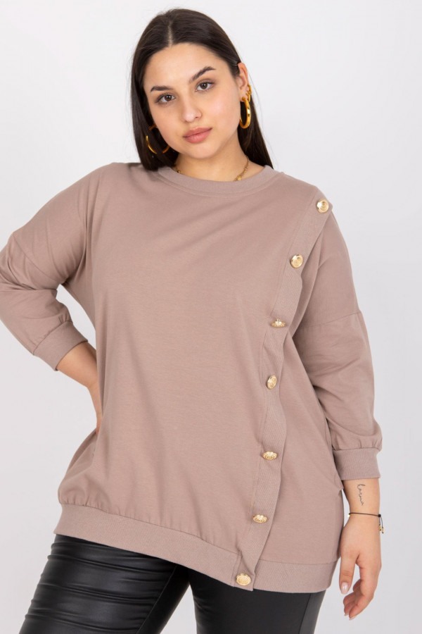 Bluza damska plus size w kolorze beżowym złote guziki Julieta 3