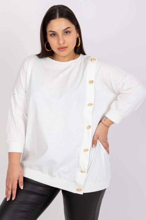 Bluza damska plus size w kolorze ecru złote guziki Julieta 2