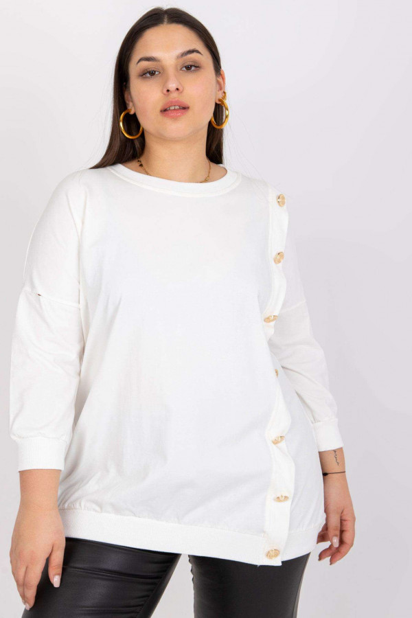 Bluza damska plus size w kolorze ecru złote guziki Julieta 1