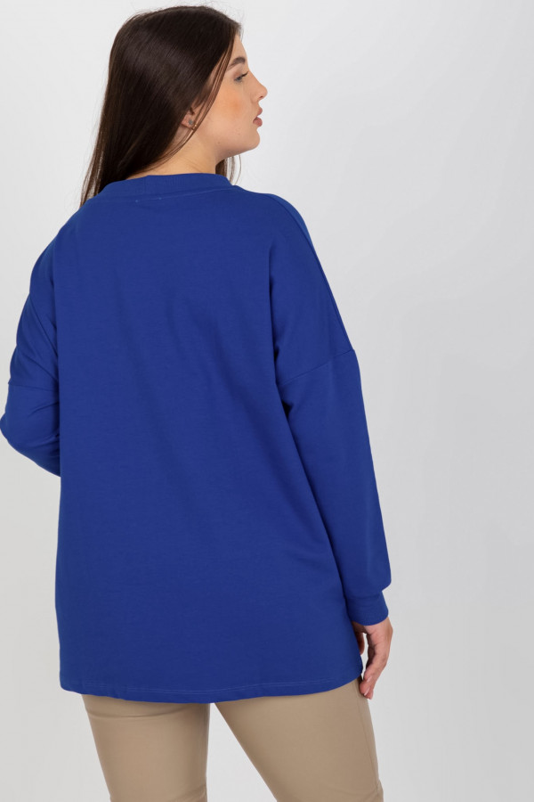 Bluza damska plus size w kolorze kobaltowym naszyte kieszenie Sami 5