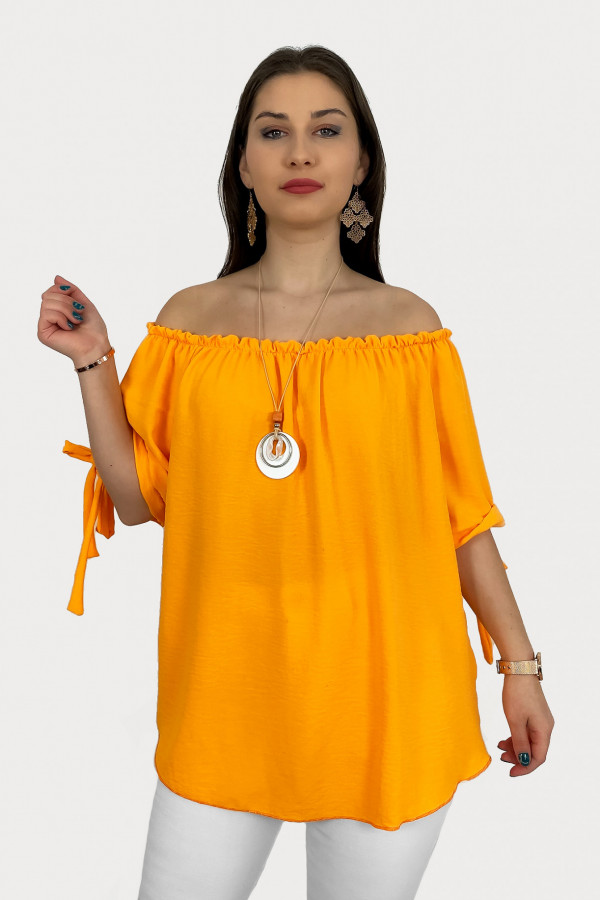 Kobieca bluzka plus size hiszpanka w kolorze pomarańczowym z naszyjnikiem Carmen 2