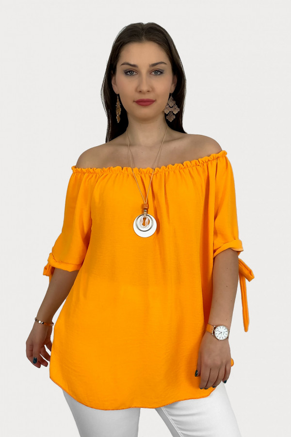 Kobieca bluzka plus size hiszpanka w kolorze pomarańczowym z naszyjnikiem Carmen 1