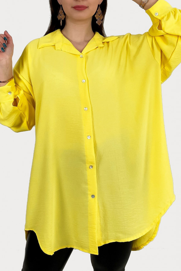 Duża koszula plus size tunika w kolorze żółtym oversize guziki Elune 2