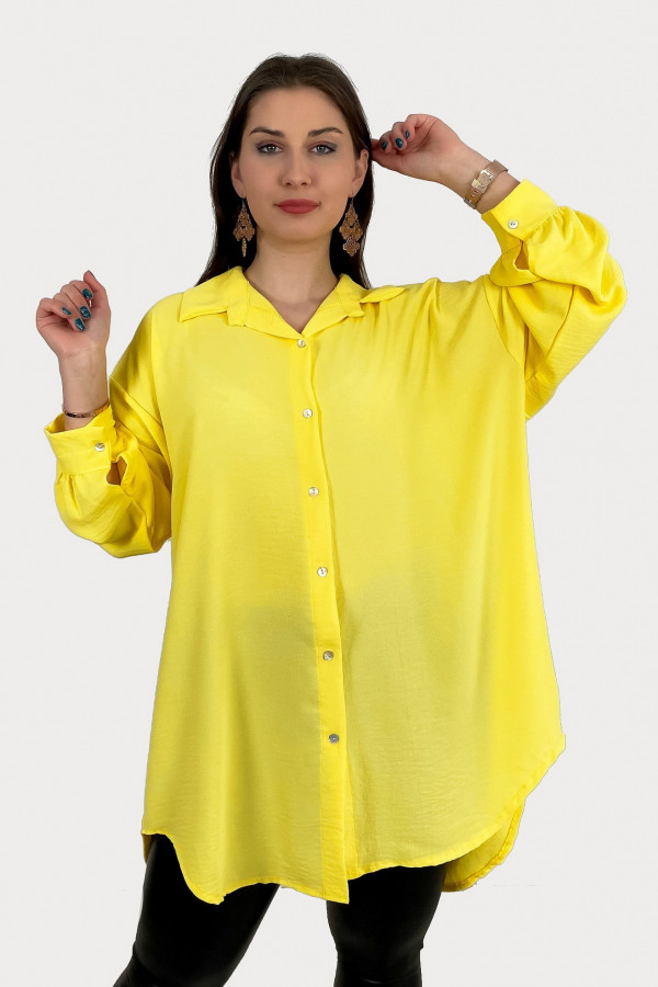 Duża koszula plus size tunika w kolorze żółtym oversize guziki Elune 1