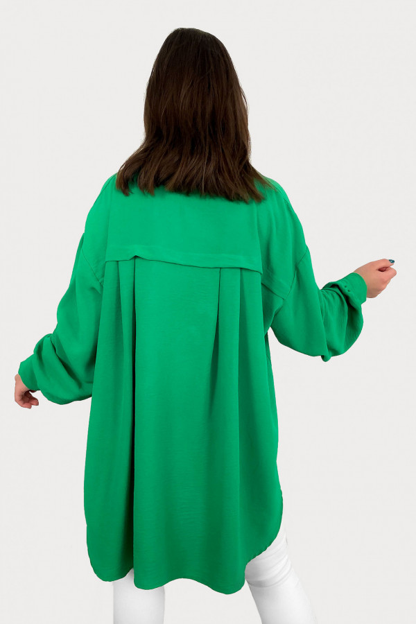 Duża koszula plus size tunika w kolorze zielonym oversize guziki Elune 4