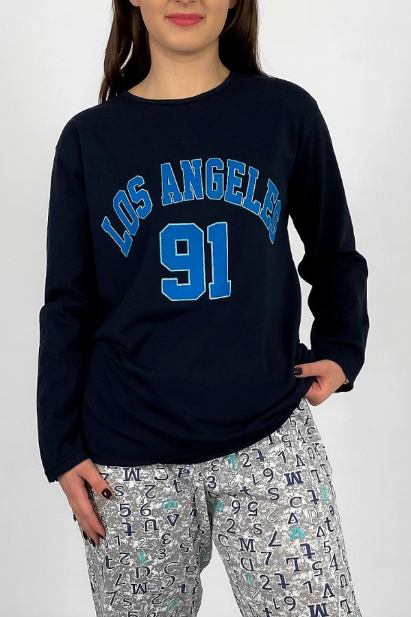 Piżama damska plus size w kolorze granatowym koszulka + spodnie LOS Angeles