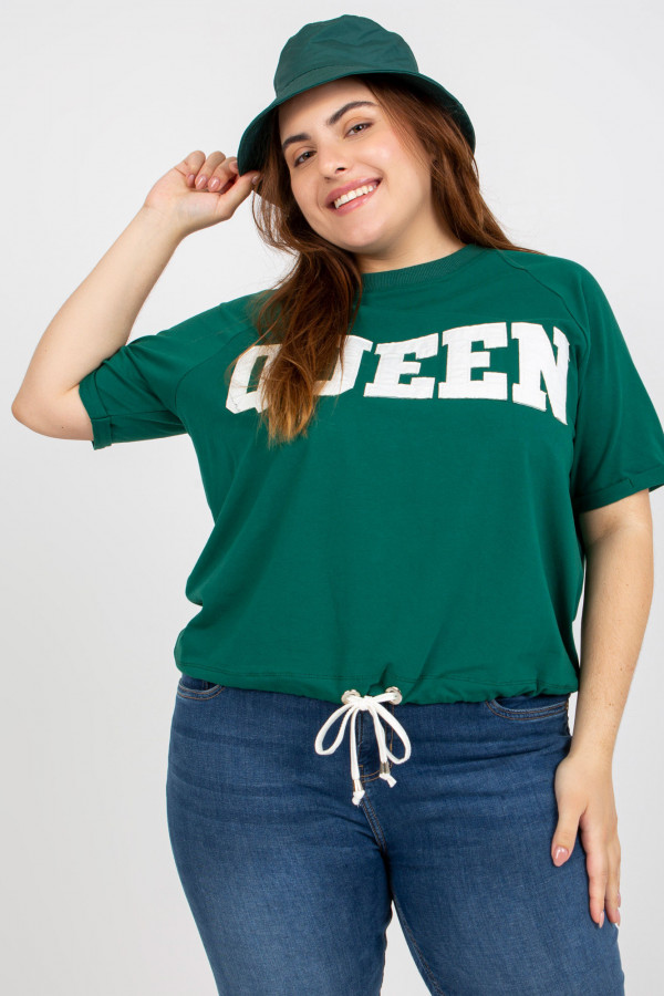 Bluzka damska plus size w kolorze zielonym wiązana queen 4