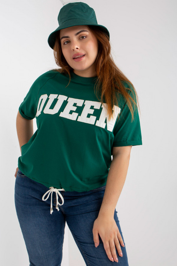 Bluzka damska plus size w kolorze zielonym wiązana queen 1