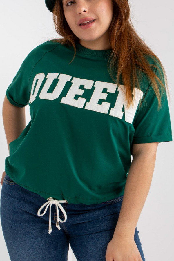 Bluzka damska plus size w kolorze zielonym wiązana queen