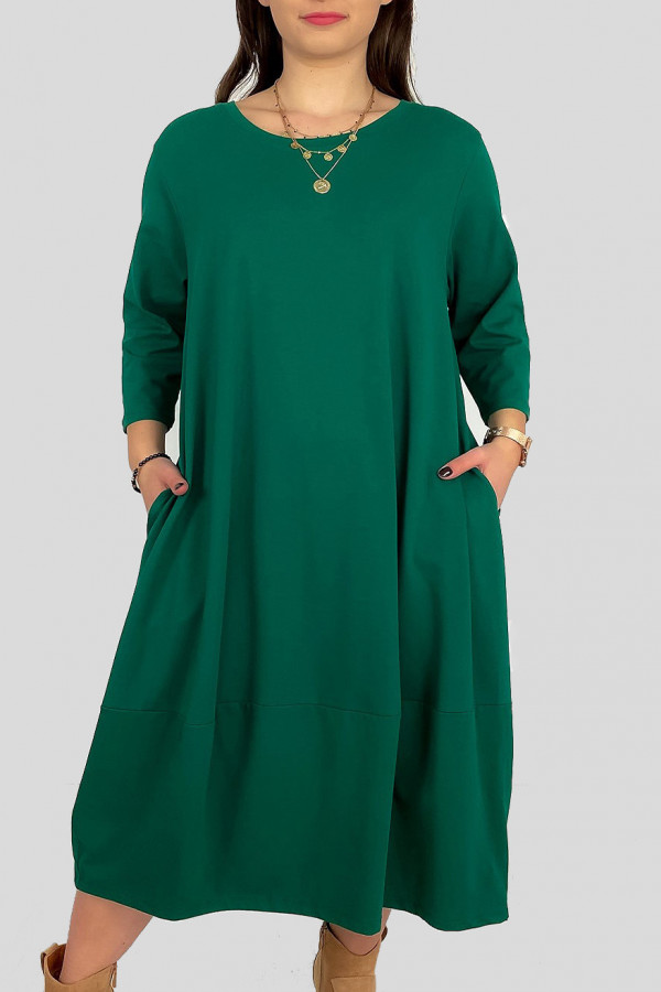 Bawełniana sukienka plus size w kolorze zielonym z kieszeniami Ivette