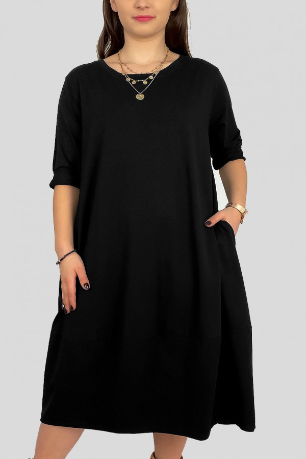 Bawełniana sukienka plus size w kolorze czarnym z kieszeniami Ivette