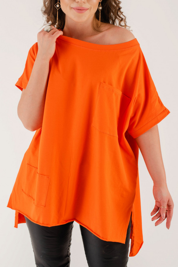 Bluzka oversize w kolorze orange dłuższy tył kieszeń Tanisha