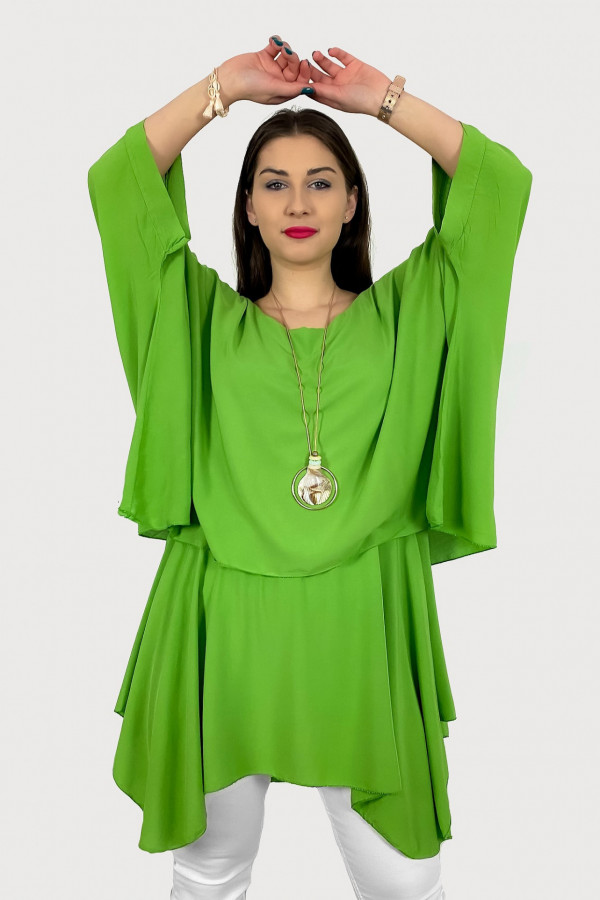 MEGA oversize tunika w kolorze zielonym z naszyjnikiem Dorita 1