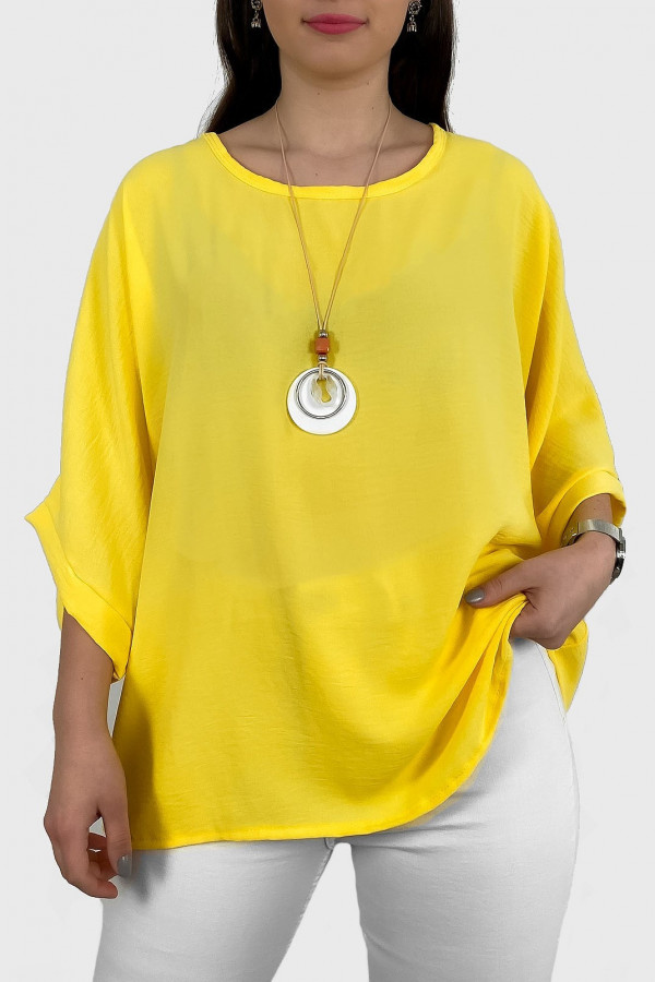 Bluzka plus size w kolorze żółtym oversize z naszyjnikiem LUPE