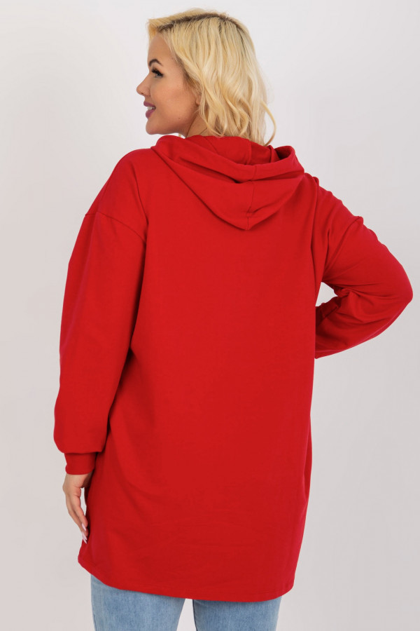 Bluza damska plus size w kolorze czerwonym z kapturem artistic 4